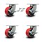 Service Caster 6 Inch Heavy Duty Red Poly on Cast Iron Caster Set with Brake and Swivel Lock SCC-KP92S630-PUR-RS-SLB-BSL-4 - alternate 1